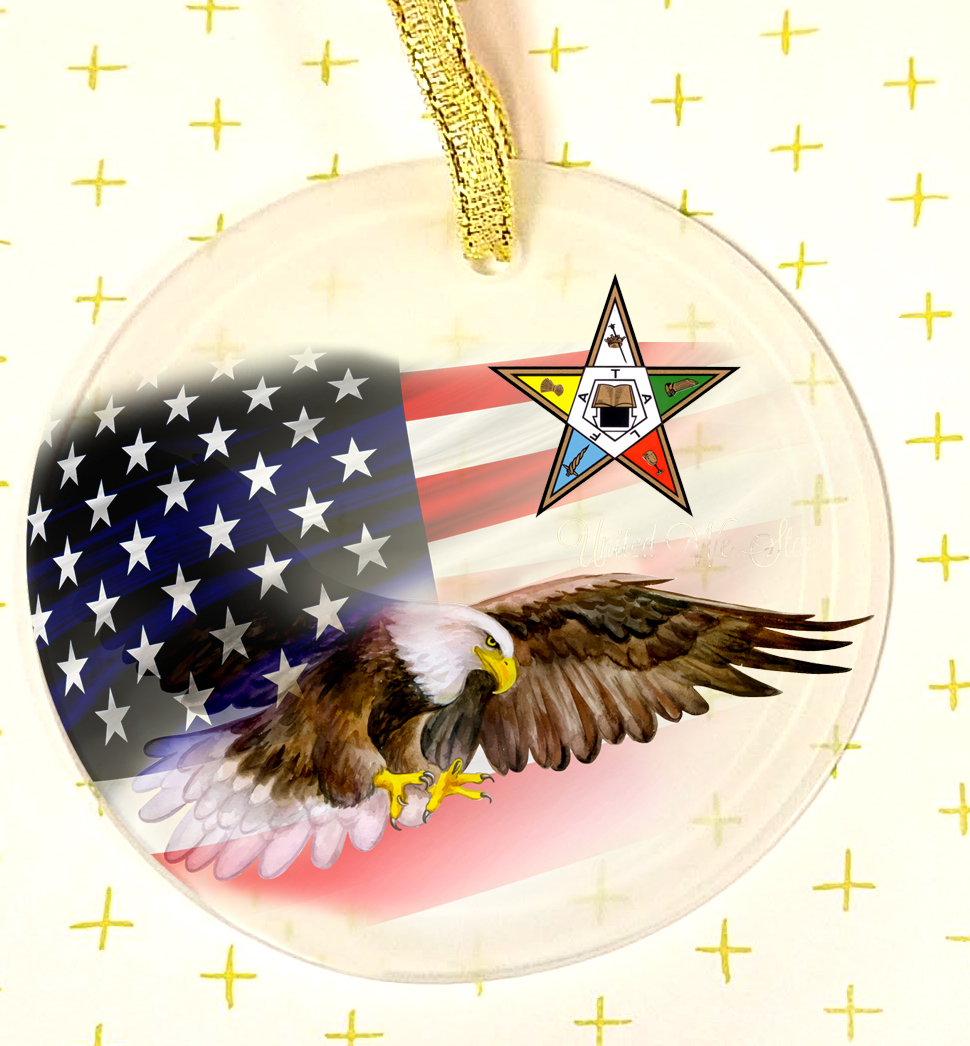 (image for) New York Eastern Star Flag Glass Ornament